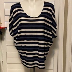 Cotton On Navy and White Striped Short Sleeve Top